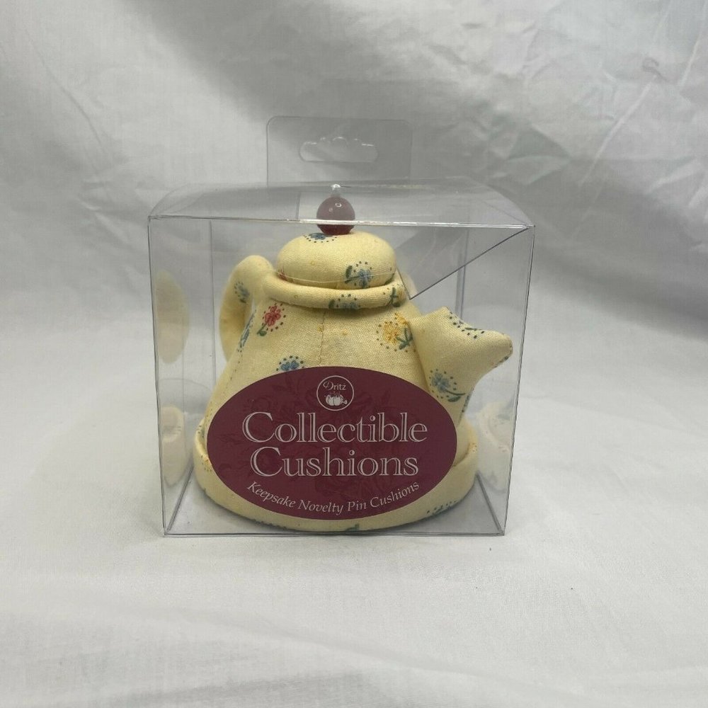 Dritz Collectible Cushions Keepsake Novelty Pin, Teapot Shape, Multicolor Floral
